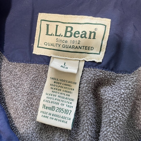 L.L.Bean Navy Men's Warm-Up Jacket with Gray Inner Fleece Lining & Zip Pockets - Picture 4 of 13